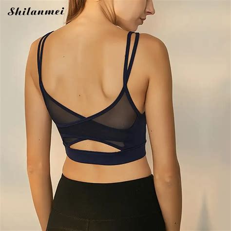 Breathable Push Up Yoga Bras Tops Fitness Women Shockproof Mesh Sports Bra Workout Running