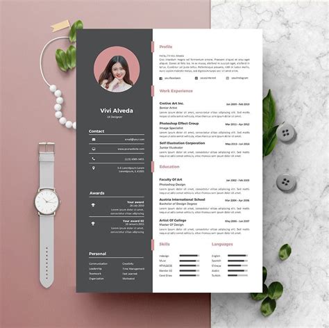 Modern Resume Template Instant Download 2 Pages Cv Template Cover