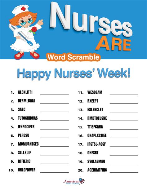 Nurses Are - Happy Nurses' Week - Word Scramble in 2021 | Happy nurses 