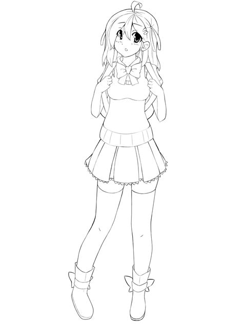 School Girl Lineart By Thenever On Deviantart