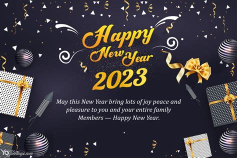Happy New Year 2023 Greeting Card With Ribbon New Year Greeting Cards