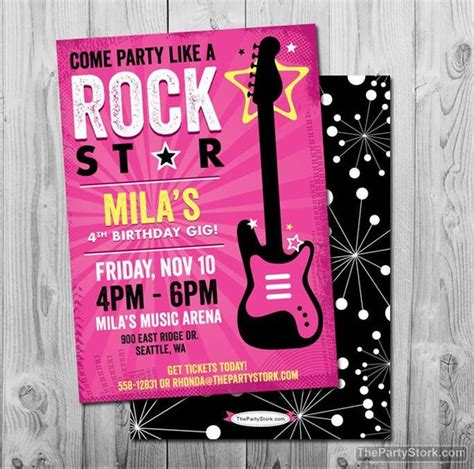 Rock Star Birthday Party Invitation Printable Girls Party Etsy