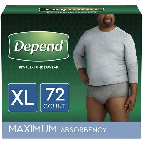 Depend Fit Flex Incontinence Underwear For Men Maximum Absorbency Xl Grey 72 Count Walmart