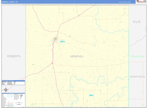 Hemphill County Tx Zip Code Wall Map Basic Style By Marketmaps