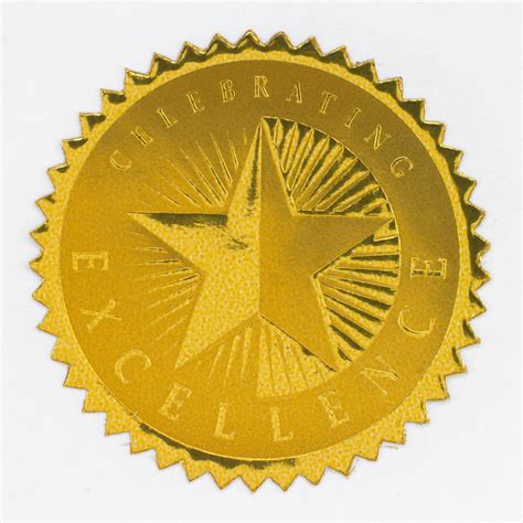 Round Foil Celebrating Excellence 100 Pack Certificate Seals By