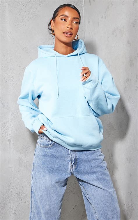 Baby Blue Oversized Sweat Hoodie Prettylittlething Usa