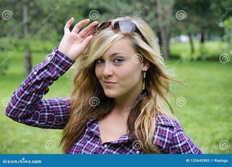 Beautiful Girl With Sunglasses Outdoors Stock Image Image Of Attractive Young 135645983