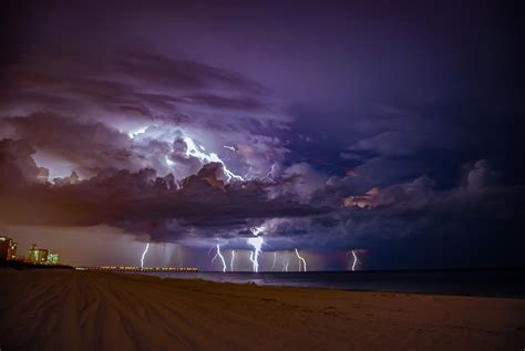 Lightning Storm Over The Gulf Of Mexico Near Pensacola Beach