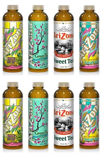 AriZona Tea 4 Flavors Variety Pack Natural Flavors 20 Fl Oz Pack Of 8
