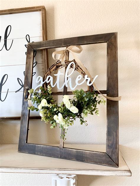 Upcycle some lace doilies and an old window frame into shabby chic wall decor or vintage decor ith this upcycling idea for framed doilies! Window Frame Wall Decor Window Frame with Wreath Farmhouse ...
