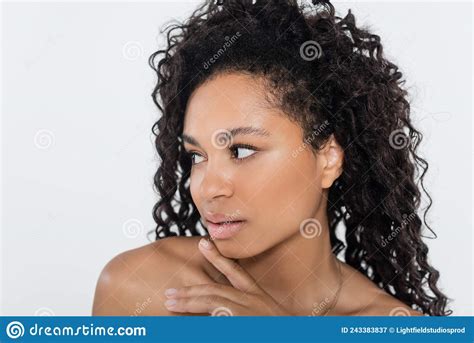 African American Woman With Naked Shoulders Stock Image Image Of