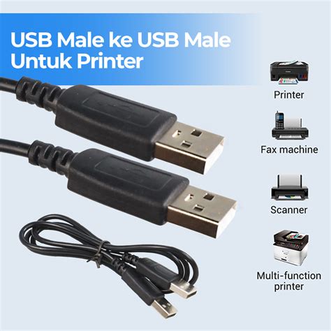 Kabel Usb Male Ke Usb Male Untuk Printer 100 Cm Black