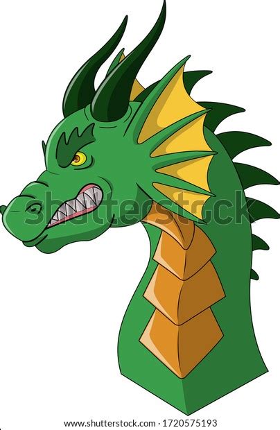 Angry Green Dragon Head Cartoon Stock Vector Royalty Free 1720575193
