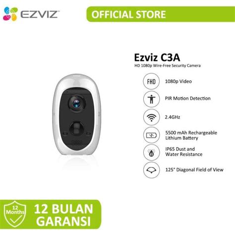Jual Ezviz C3a Wireless Indoor Outdoor Ip Camera Rechargeable Battery
