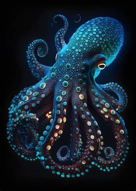 Bioluminescent Octopus Poster By Supernova Displate