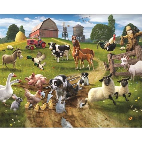 Conjunto de imágenes de animales para imprimir y pintar. Fotomural decorativo Dibujo Realista Animales en la Granja