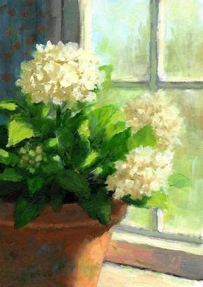 Daily Paintworks White Hydrangeas Original Fine Art For Sale