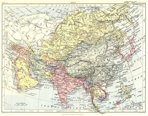 Asia Britannica 9th Edition 1898 Old Antique Vintage Map Plan Chart