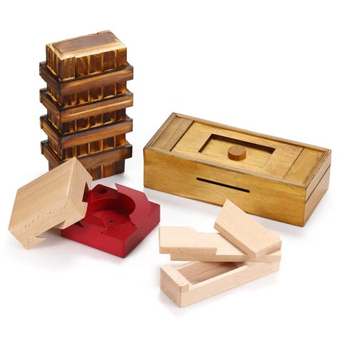 Buy 4 Pieces Puzzle Box Wooden Secret Puzzle Box With Hidden