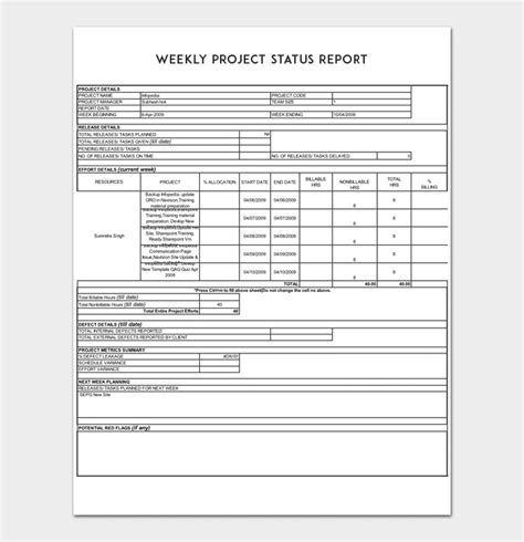 Status Report Template 9 For Word Excel Ppt And Pdf Format