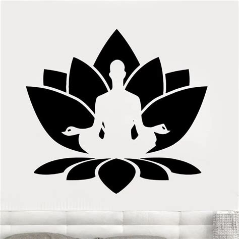 Meditation Wall Decal Yoga Room Vinyl Wall Stickers Lotus Flower