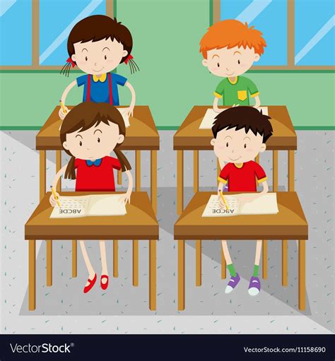Students Writing And Learning At School Download A Free Preview Or