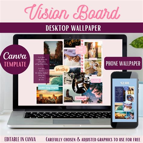 Vision Board Desktop And Phone Wallpaper Screensaver Canva Etsy