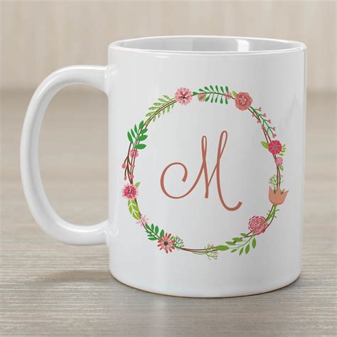 Personalized Single Initial Floral Mug Giftsforyounow