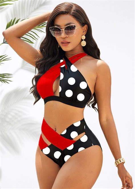 Two Piece Swimsuits Women Swimsuits Polka Dot Bikini Set Fashion