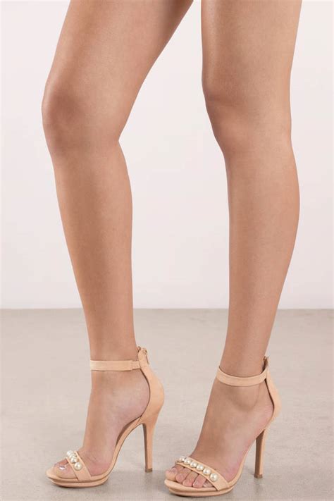 Amy Pearl Ankle Strap Heels In Nude Tobi Us