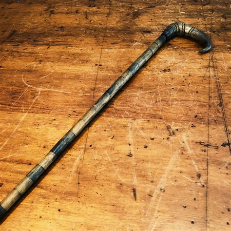 19th Century Stacked Horn Walking Cane With Hook Handle 1800s Mad