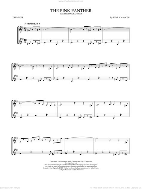 The Pink Panther Sheet Music For Two Trumpets Duet Duets Pdf