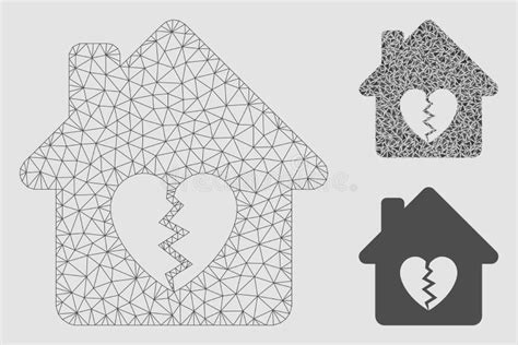 Divorce House Heart Vector Mesh 2d Model And Triangle Mosaic Icon Stock