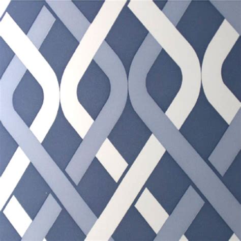 1970s Mod Geometric Gillian Blue Mid Century Modern Wallpaper 1960s