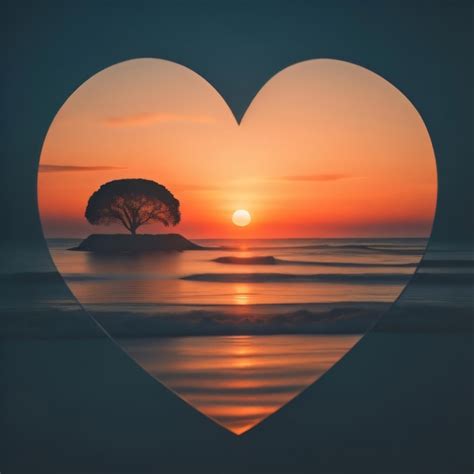 Premium Ai Image Sunset Heart