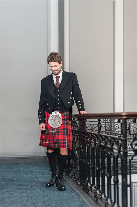 The Heritage Collection The Red Mackenzie Tartan Kilt Is Styled Here