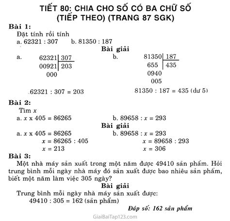 Giải Bài Tập Toán 4 Tiết 80 Chia Cho Số Có Ba Chữ Số