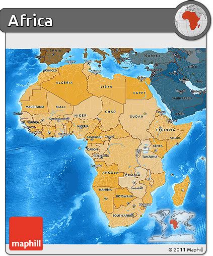 Free Political Shades 3d Map Of Africa Darken Land Only