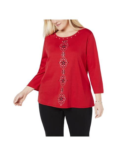 Alfred Dunner Alfred Dunner Womens Plus Embellished 34 Sleeve
