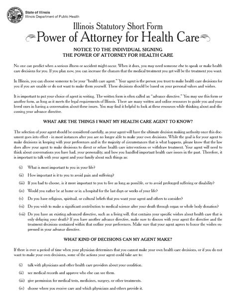 Peguam negara also referred to as the ag) is the principal legal adviser of malaysia. Illinois Health Care Power of Attorney - Fillable PDF ...