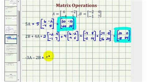 Ej Operaciones Matriciales Multiplicación Escalar Suma Y Resta Youtube
