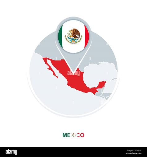 Mexico Map And Flag Vector Map Icon With Highlighted Mexico Stock