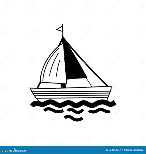 Sailboat In The Sea Simple Sailboat Silhouette Vector Illustration