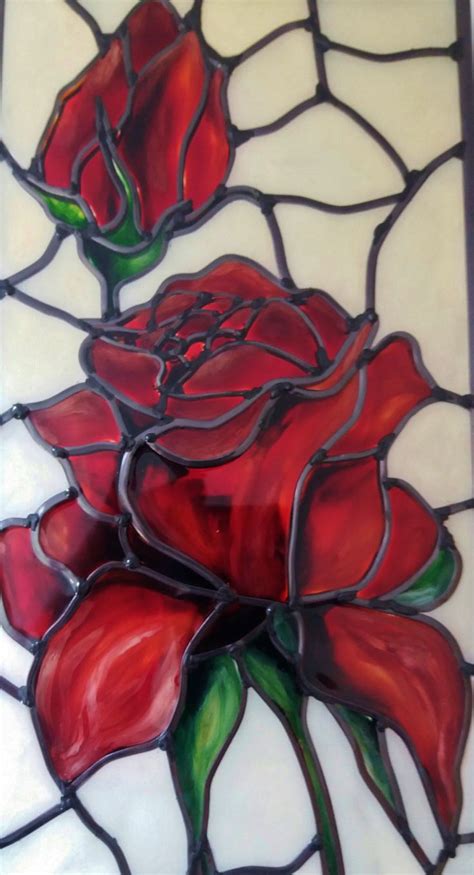 Red Rose ~ A Bespoke Art Nouveau ~ Tiffany Style And Inspired Rose