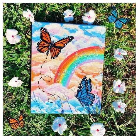 Tiktok Painting Aesthetic In 2020 Butterfly Art Painting Hippie