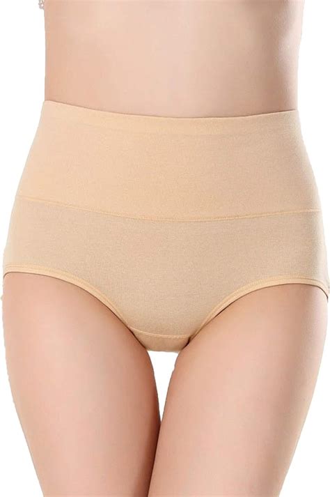 Women S Cotton Panties High Waist Tummy Control Solid Color Cotton Briefs Panties