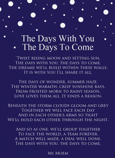 The Days With You The Days To Come Ms Moem Poems Life Etc