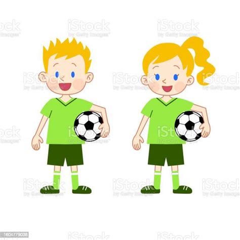 Kids In Soccer Uniform Holding Soccer Balls Stock Illustration
