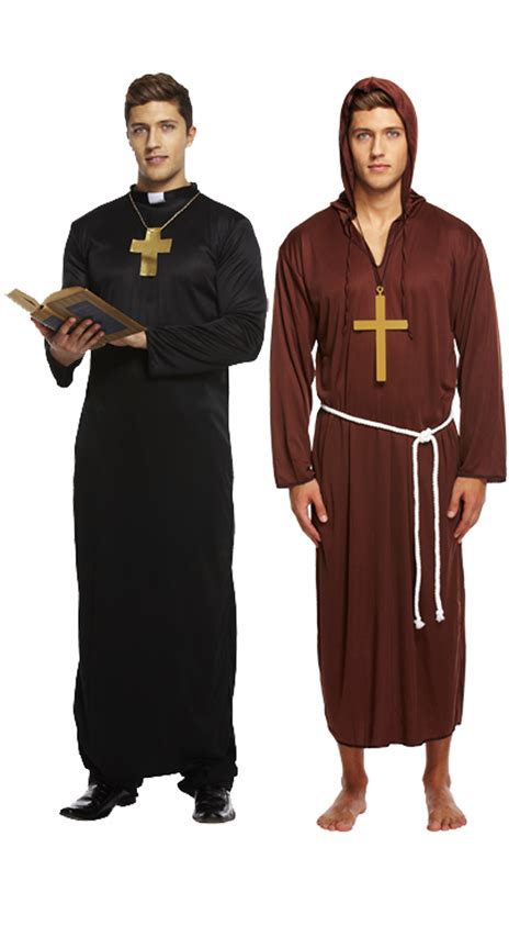Monk Vicar Mens Fancy Dress Medieval Priest Robe Adults Halloween Costume Outfit Ebay