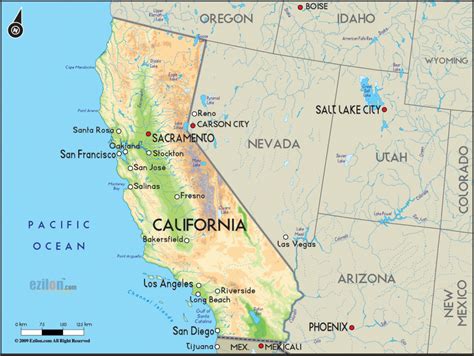 California Geography Map Free Printable Maps